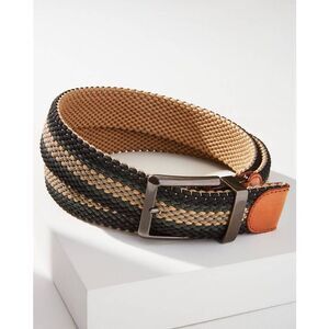Tommy Bahama Reversible Stretch Braided Cord Tan multicolor woven belt mens L